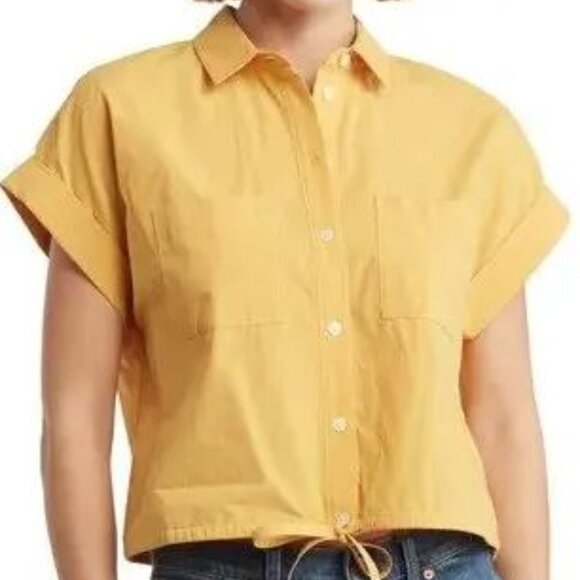 Madewell, Drawstring Button-Up Signature Poplin Shirt - Picture 1 of 2